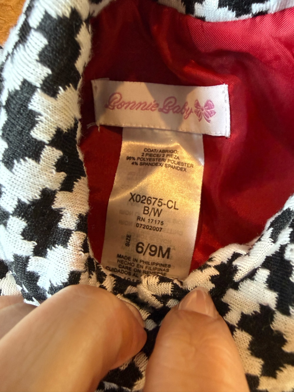 Bonnie Baby Black & White Houndstooth Coat Dress | Girls 6–9 Months | EUC - Picture 3 of 5